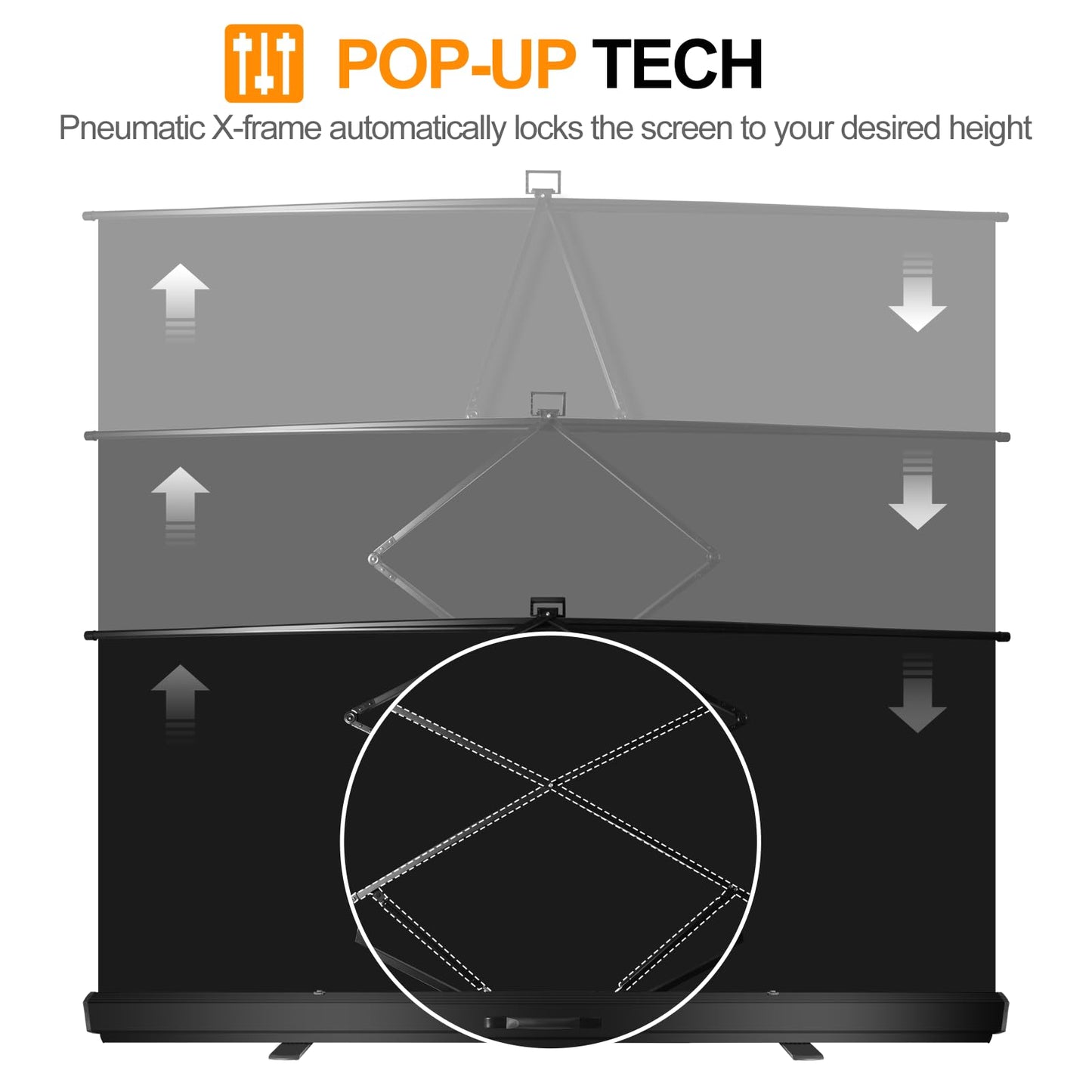 FUDESY 78.7 x 90in Large Collapsible Black Backdrop Screen Portable Retractable Panel Wrinkle-Resistant Pop Up Photo Background with Stand for Streaming, Video Conference, Photographic Studio