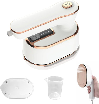 HFLYJPYW Mini Steam Iron for Clothes, Travel Steamer for Clothes Portable Steamer Travel Iron, Micro Steam Mini Handheld Support Dry And Wet Ironing for Home Travel (White)