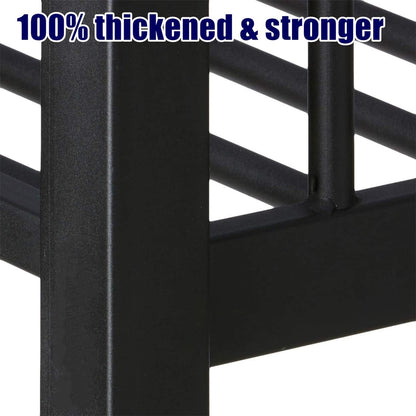 AOOMEEC Higher Quality & Stronger Metal Twin XL Over Queen Bunk Bed, Thickened Heavy Duty More Stable Safer Black Steel Bunkbed Bunk Queen Bed (Easier to Assemble) (Twin XL Over Queen)