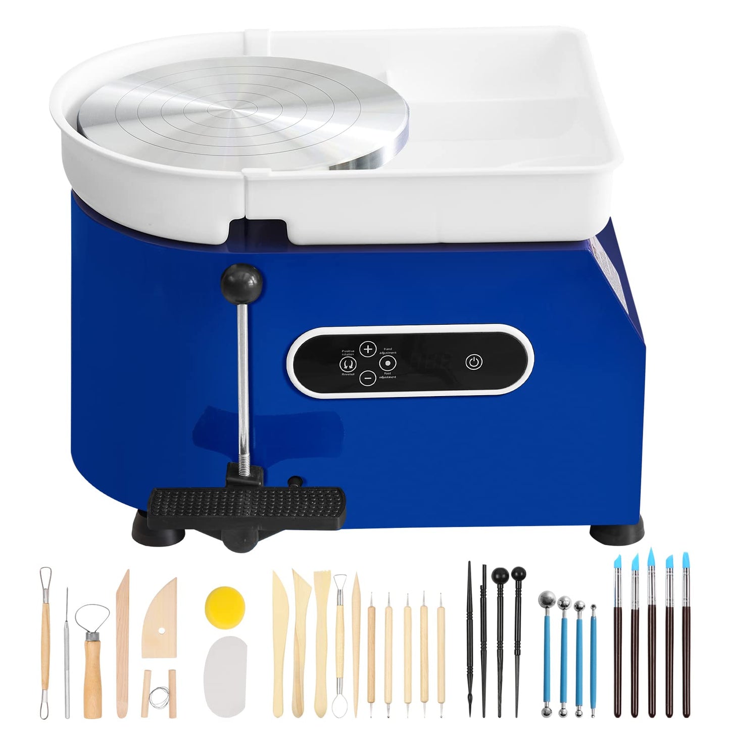 VEVOR 11in Pottery Wheel for Adults Beginners, 450W Ceramic Wheel Forming Machine With LCD Touch Screen, Adjustable 60-300RPM Speed Handle and Foot Pedal Control, 32PCS Accessory Tools Kit, Craft Gift