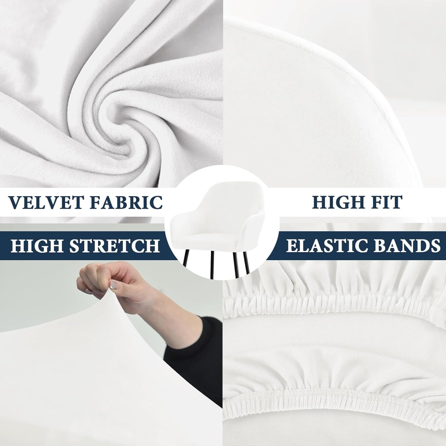 Velvet Curved Back Dining Room Chair Covers with Arms Stretch Swivel Bar Stool Chair Slipcover with Armrest Accent