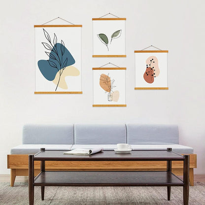 Ywlake Magnetic Poster Hanger, 18x24 and 18x12 Wooden Magnet Print Hangers for Walls (Teak Wood)