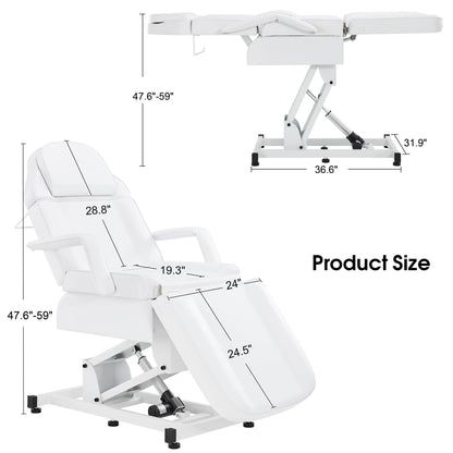 BarberPub Fully Electric Facial Bed with 3 Motor for Esthetician, Tattoo Chair for Client, Massage Bed for Esthetician, Electric Adjustment 2751 (White)