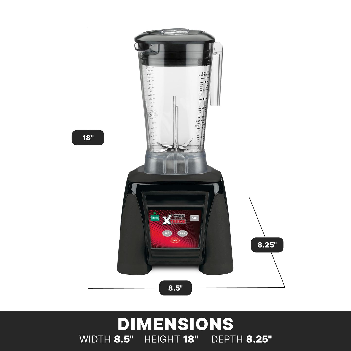 Waring Commercial MX1050XTX 3.5 HP Blender with Electronic Keypad Controls, Pulse Feature and a 64 oz. BPA Free Copolyester Container, 120V, 5-15 Phase Plug