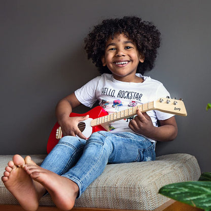 Loog Mini Acoustic kids Guitar for Beginners 3-strings Ages 3+ Learning app and lessons included Red
