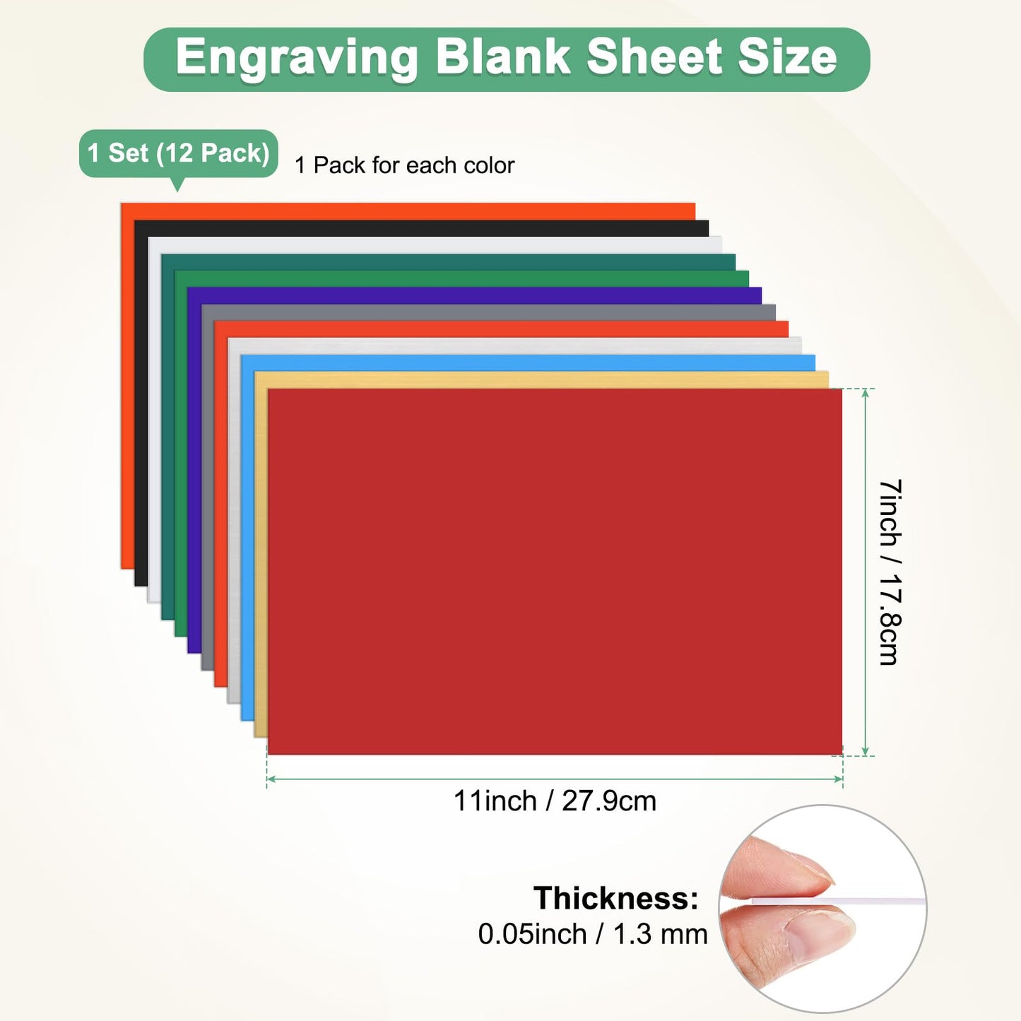 M METERXITY 12-Pack Double Color Laser Engraving Blanks 7x11 Inch,1.3mm Thick ABS Plastic Sheet Engraved Material for Name Plate/Yard Signs/Laser Cutting/DIY Carving/Craft[12-Color]