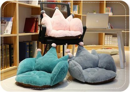 Holiberty Cute Crown Chair Cushion, Foam Stuffed Desk Seat Pad for Waist Support, Plush Pillow for Home Office