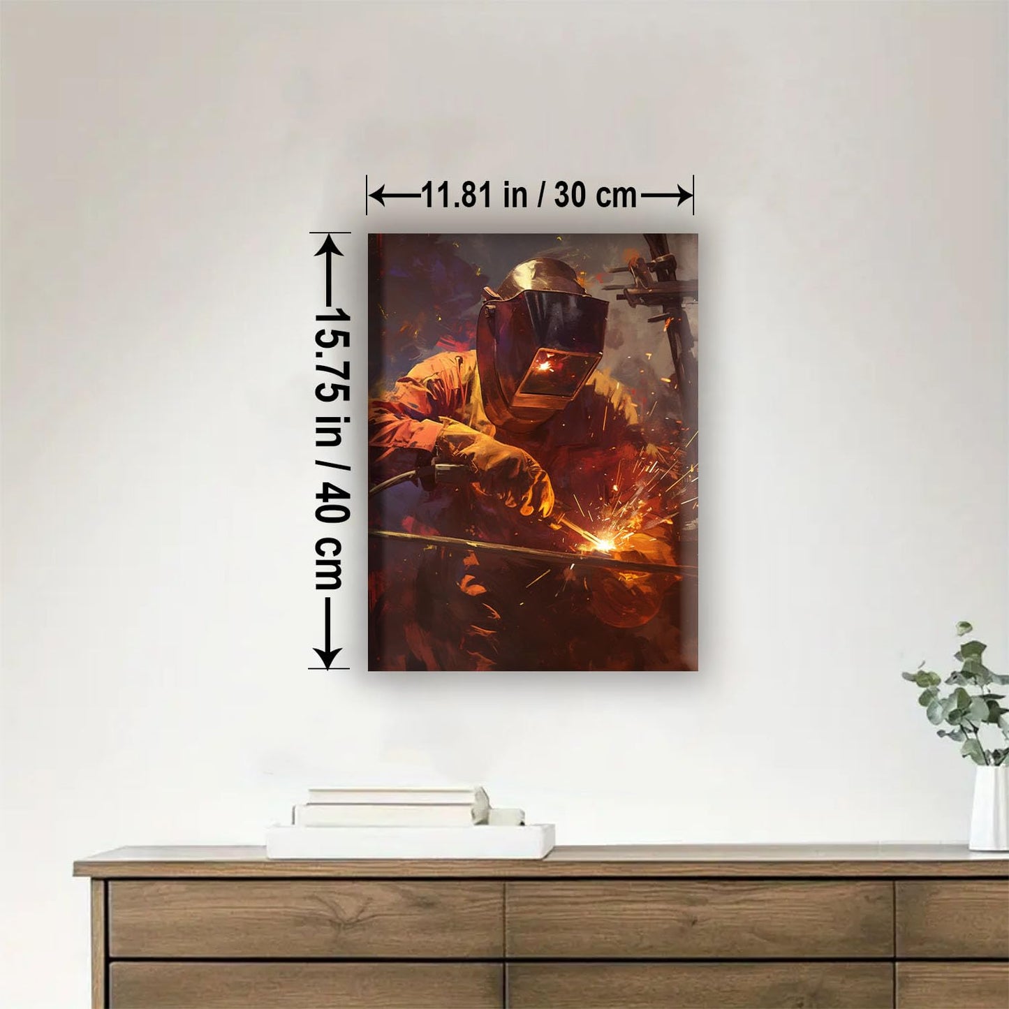 Aeontinity Iron Worker Welding Occupation Framed Canvas DIY Paint by Numbers Kit Bar Cafe Cave Home Room Wall Bathroom Porch Patio Decor Gift, 16 x 12 Inch