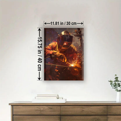 Aeontinity Iron Worker Welding Occupation Framed Canvas DIY Paint by Numbers Kit Bar Cafe Cave Home Room Wall Bathroom Porch Patio Decor Gift, 16 x 12 Inch