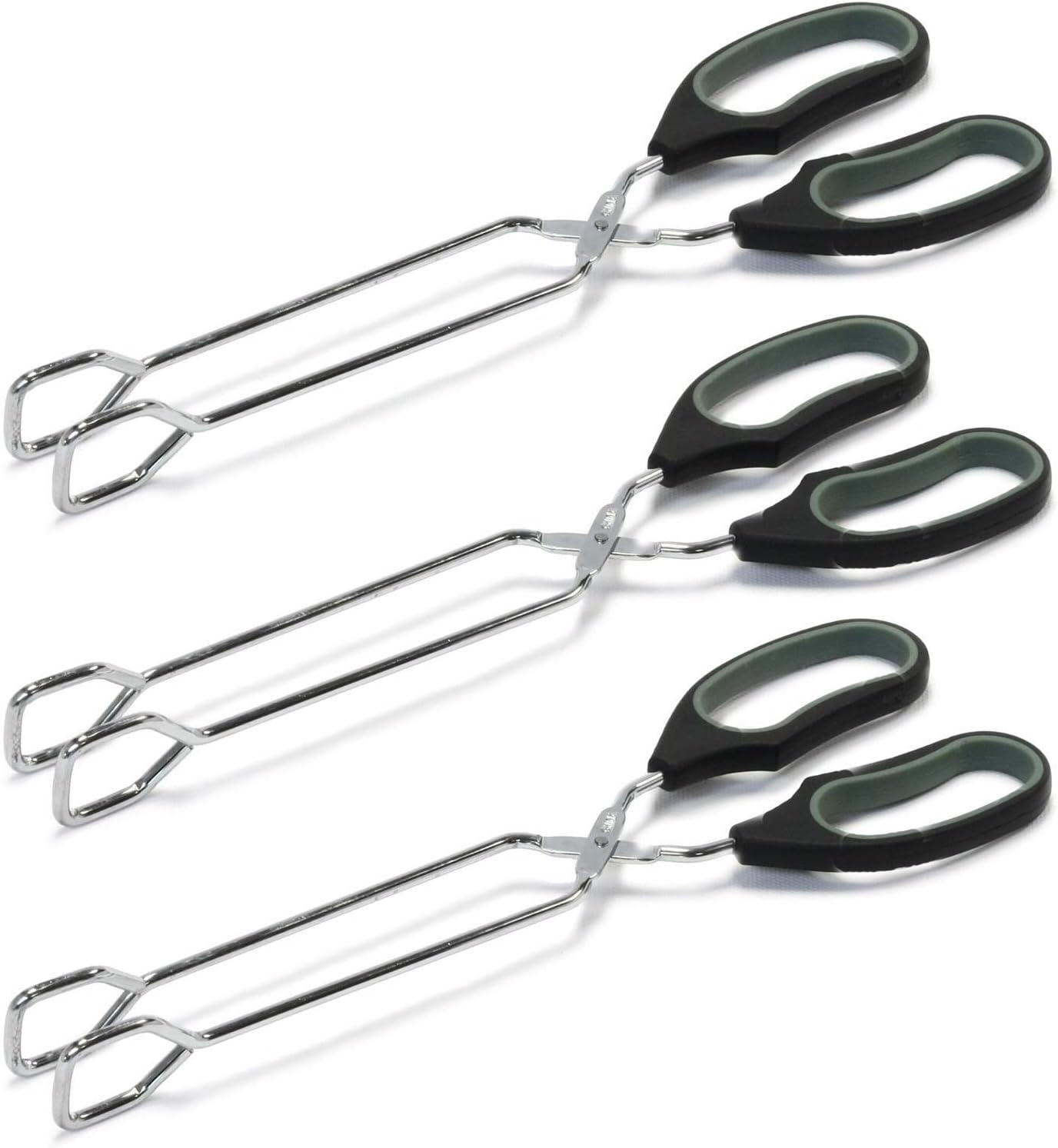 Chef Craft 21591 1-Piece Tongs with Straight Working Ends, Black, 12-Inch (3 Pack)