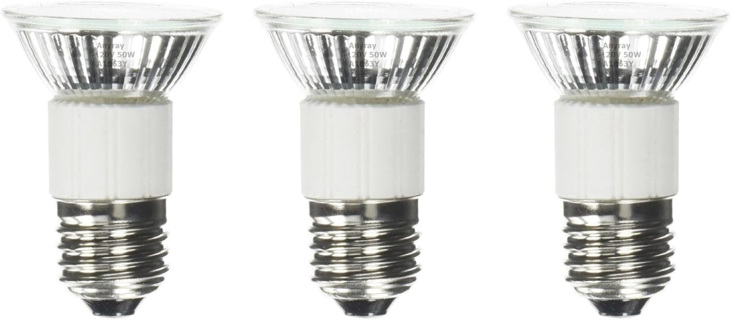 Anyray 120V 50W Hood Bulb Compatible for GE WB08X10028 (3-Bulbs)