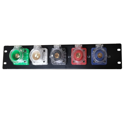 JUNMAN 400A Camlock Output Panel 3 Phase 2U Rack with Sockets Connectors