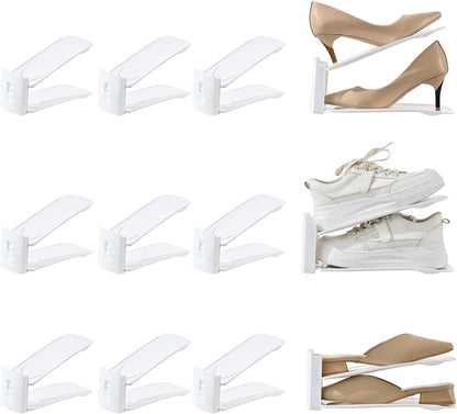 12 Pack Closet 12Pack) Shoe Slots Organizer Adjustable Level Shoe Stacker Holder Storage Space Saving Sneakers Display