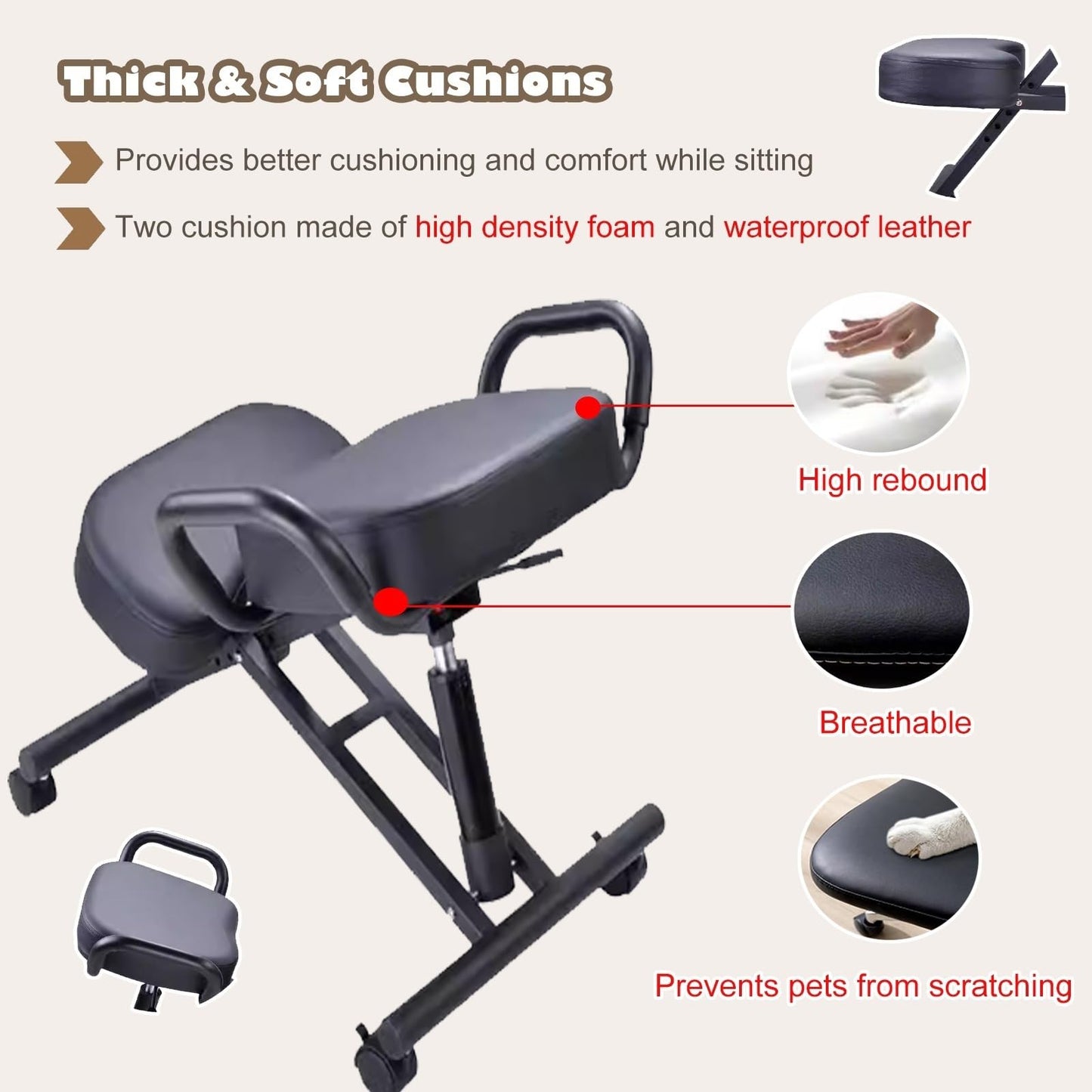 GenSDH Desk Kneeling Chairs Posture Chair for Desk - Ergonomic Chair Kneeling Chair with Arm - Posture Chair for Computer Workers Yoga Lovers Meditation Fana