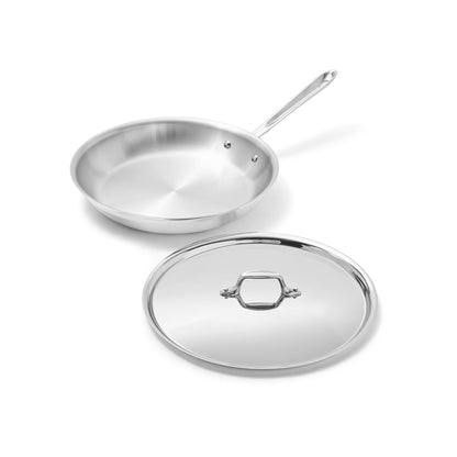 All-Clad D3® Stainless Steel 12 inch Frying Pan With Lid- Made in the USA- The Original Bonded Professional Cookware- Oven Safe & Induction Compatible