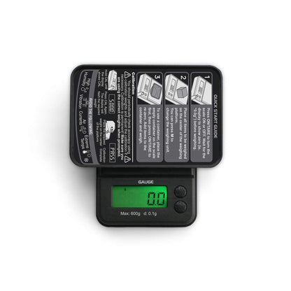 GAUGE Digital Mini Scale - Black - (600g x 0.1g) - Small Pocket Size Travel Scale for Digital Weight