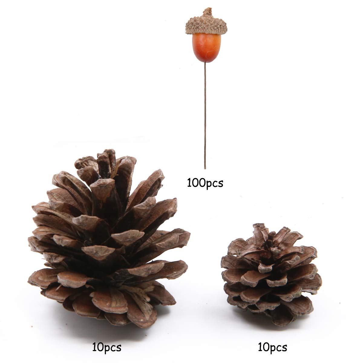 Apol Total 120 Pcs Artificial Acorns and Natural Pinecones Ornament Set for Home House Christmas Decoration Photo Props