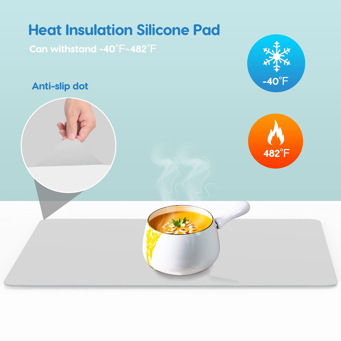 AECHY Extra Large Silicone Mat 35.3"x23.5"x0.08", Multipurpose Silicone Mat Thick Heat Resistant Mat Shipped Rolled Up Kitchen Counter Mat Nonslip Silicone Mats for Kitchen Counter Translucent