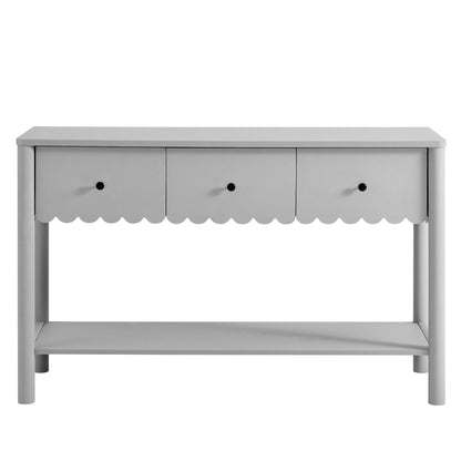 Modway Emmeline 3-Drawer Scalloped Console Table in Light Gray