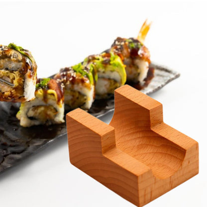 IEUDNS Wood Sushi Temaki Holder Serving Tray Rustic Novelty Rack Taco Display Stand Sushi Hand Roll Holder for Party Restaurant Dining Room, Presentation Platter Roll Boat Food Display, 1 Grid