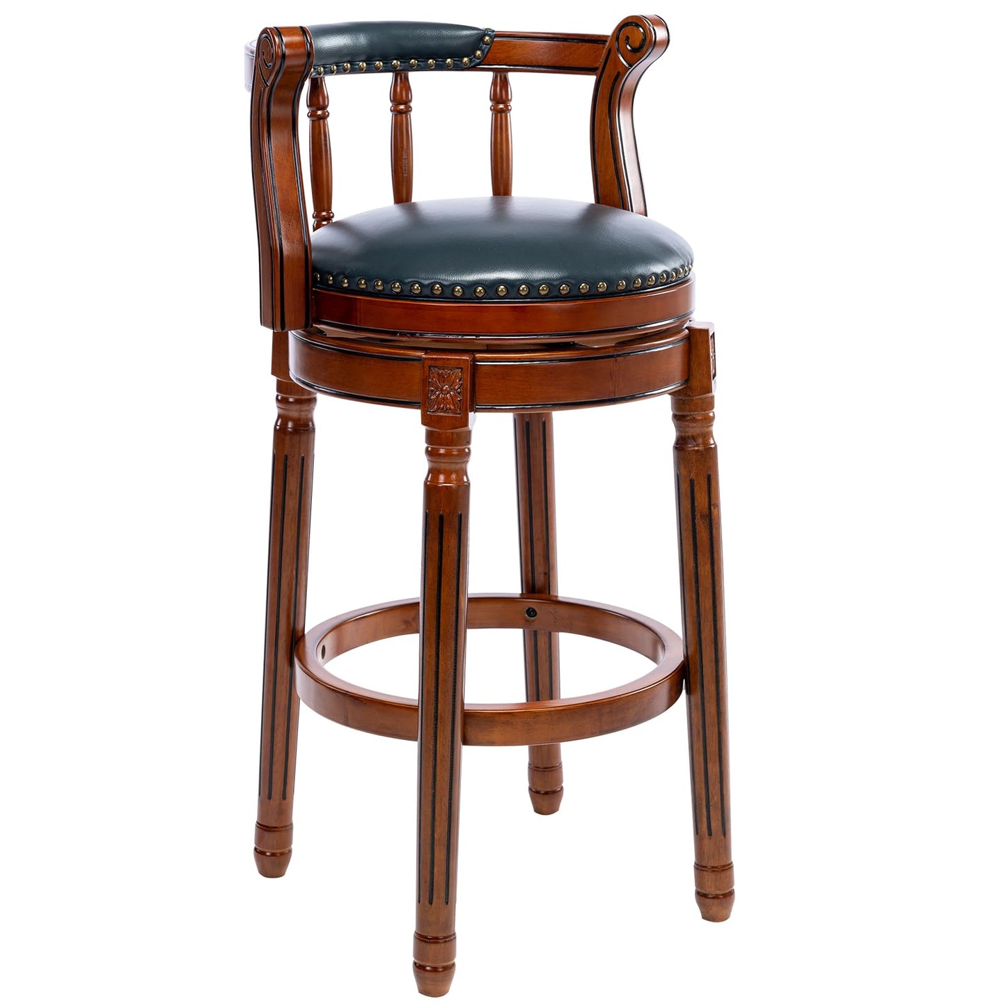 CozyRain Bar Stools Modern Swivel Barstools,Kitchen Counter Genuine Leather Upholstered Island Barstool with Footrest for Home Kitchen Dining Room (Navy, Seat Height 29.5 in)