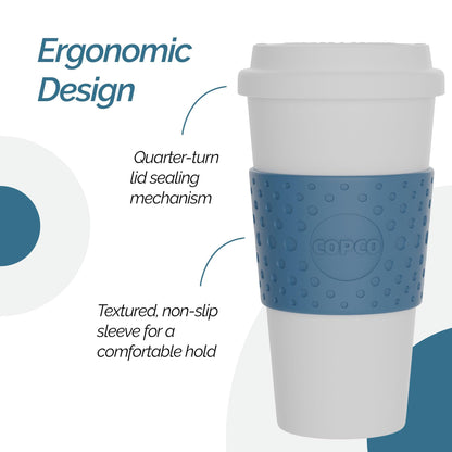 Copco Acadia 16 oz Travel Mug - Insulated Reusable Coffee Tumbler with Double-Walled Plastic, Leak-Proof Lid, BPA-Free - Portable Mug for Hot & Cold Drinks, Cup Holder Friendly (Blue)
