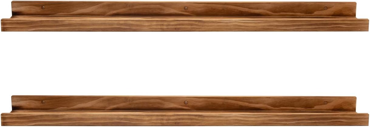 24" Set 2 AZSKY Floating Wall Ledge Shelf Wood Picutre Shelf Wall Mounted Nursery Kids Bookshelf Spice Rack Bathroom