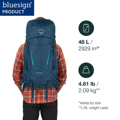 Osprey Kestrel 48L Men's Backpacking Backpack - Hiking & Camping Bag with Waterproof Raincover, Moss Green, Large/X-Large
