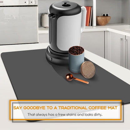 Dish Drying Mats for Kitchen Counter, Waterproof Mat for Coffee Bar Accessories, Deep Gray 16"*19"