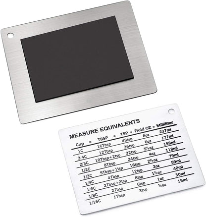 Magnetic Kitchen Baking Conversion Chart, Stainless Steel Refrigerator Magnet for Cups, Tablespoons, Teaspoons, Fluid Oz