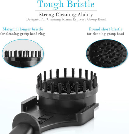 Espresso Machine Grouphead Cleaning Brush, CAFEMASY 360° Nylon Bristles for 51mm Espresso Machine