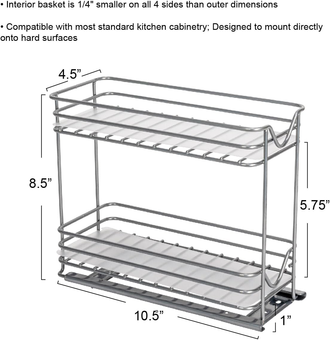 2 Household Essentials Glidez Powder-Coated Steel Pull-Out/Slide-Out Storage Organizer with Plastic Liners for Spice