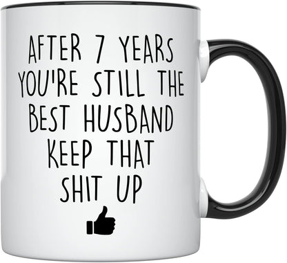YouNique Designs 7 Year Anniversary Coffee Mug for Him, 11 Ounces, 7th Wedding Anniversary Cup