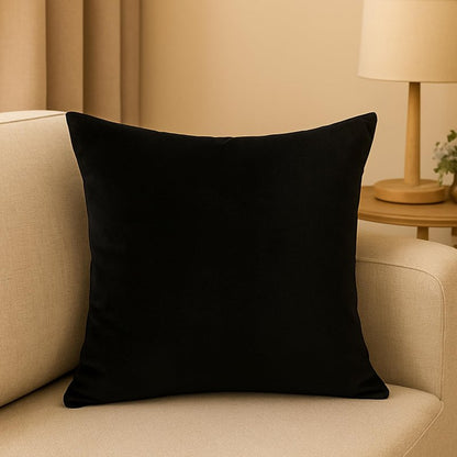 Set of 2 Black Velvet Throw Pillow Covers 18 x 18 Inch - Soft Decorative Cushion Covers for Sofa, Couch, Bed - Square Pillowcases with Hidden Zipper