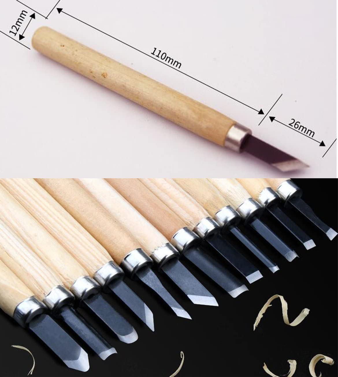 HAZOULEN Wood Carving Knife Set, 12 Pcs Carving Tools for DIY Sculpture Beginners