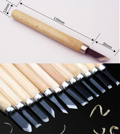 HAZOULEN Wood Carving Knife Set, 12 Pcs Carving Tools for DIY Sculpture Beginners