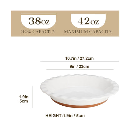MALACASA Ceramic Pie Pan for Baking - 9 Inch Quiche Baking Dish Nonstick Pie Plate, Deep Dish Scratch-Resistant Pie Pan for Apple Pie Pot Pie, Series TARA