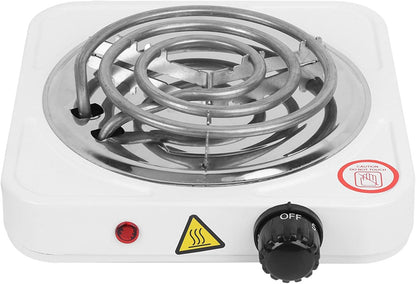 Electric Single Hot Plate Cooktop, 1000W Stainless Steel Portable Stove with Adjustable Temperature for Home Kitchen