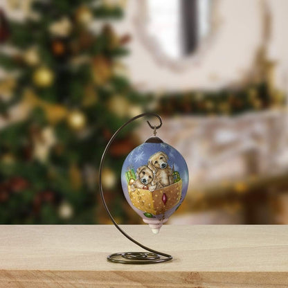 Puppies in Gift Box Ornament