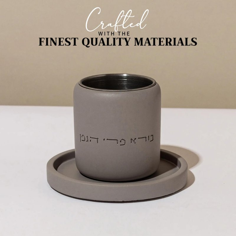 SURI Kiddush Cup – Natural Concrete Jewish Kiddush Cups for Shabbat, Holidays & Wedding | Comes in Gray & White | Elegant Modern Judaica Gift Cup for Wine & Blessing
