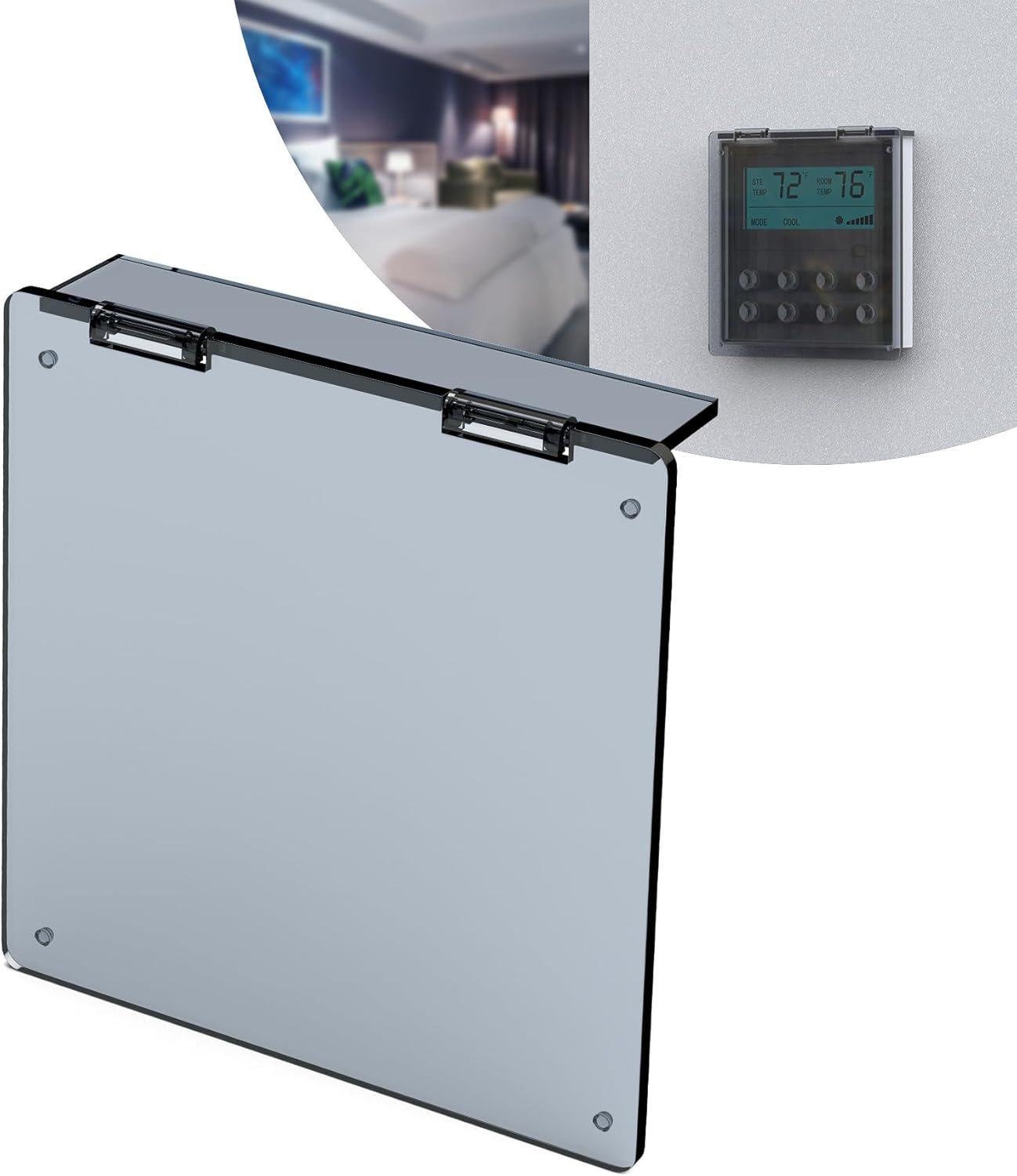 Central AC Thermostat Cover Panel, 4-3/4" AC Wired Controller Panel Protection Cover, Mistake Prevention Cover for AC