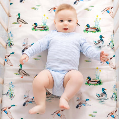 4 Pack Mallard Duck Baby Crib Sheets Neutral Unisex Breathable Fitted Nursery Sheets for Baby Girl or Boys (Crib Sheet)