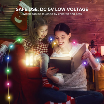 16.4ft 5m 50LEDs WS2812B DC5V BTF-LIGHTING Chasing Dream Full Color Twinkle Decorative Lights Addressable IC Fairy