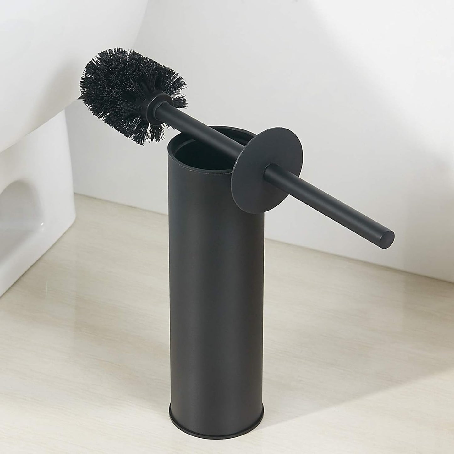 2 BGL Stainless Steel Toilet Brush with Holder, Black Bristle Heads