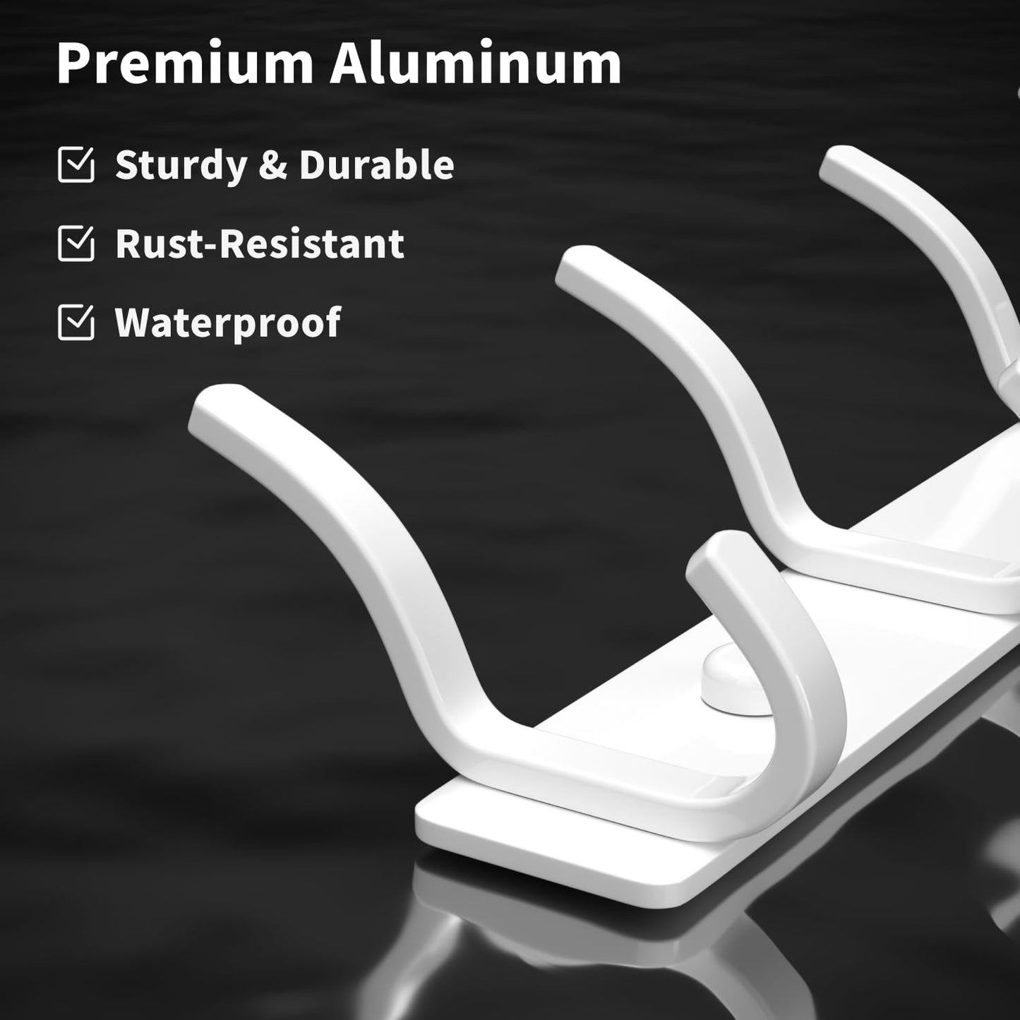 GWAAZXGZ White Wall Mounted Coat Rack - 15 Inch Arc Shaped Design with 6 Hooks for Hanging Coats, Bags, and Towels in Entryway, Livingroom, Bedroom, Bathroom, and Kitchen, 2 Pack