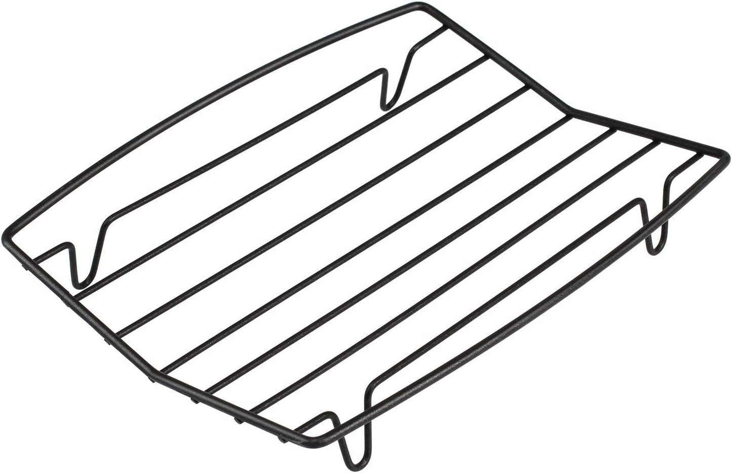 TreeLen Roasting Rack for Roasting Pan, V Shape Non-Stick Wire Rack, 10×8" Black for Cooking and Grilling