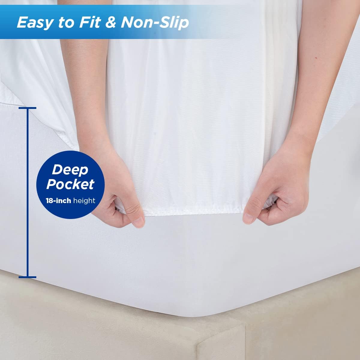 Waterproof Mattress Pad Protector, 100% Organic Cotton, Hypoallergenic, Breathable Deep Pocket Cover