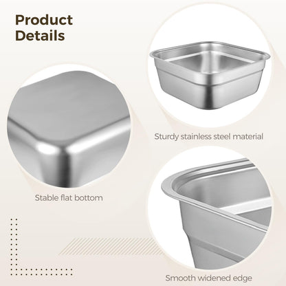 yeesport Stainless Steel Washing Up Bowl, Multi-Purpose Dish Tub for Sink, Large Square Container for Kitchen, Vegetable Washing Basin, Durable Dishpan for Home