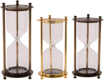 Retro Metal Sandglass Hourglass Sand Timer Without Sand for Home Office Decoration (Bronze - L)