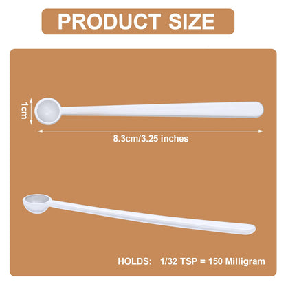 Chengu 200 Pieces Mini Measuring Spoons 1/32 Teaspoon Micro Scoops 0.15 ml Mini Spice Scoop Micro Powder Scoop for Sugar Herbs Cosmetics Coffee Milk Measurement Tools Supplies